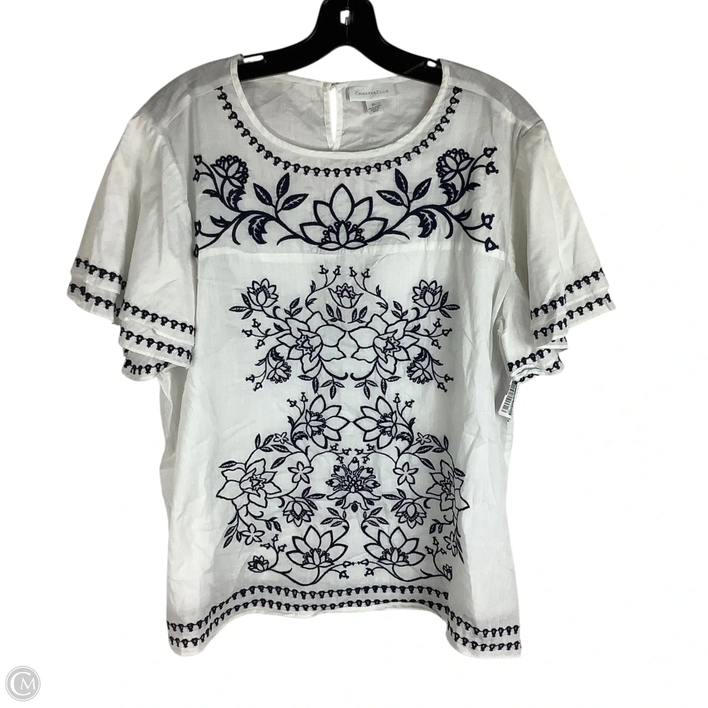 Top Short Sleeve By Charter Club In White, Size: Xl
