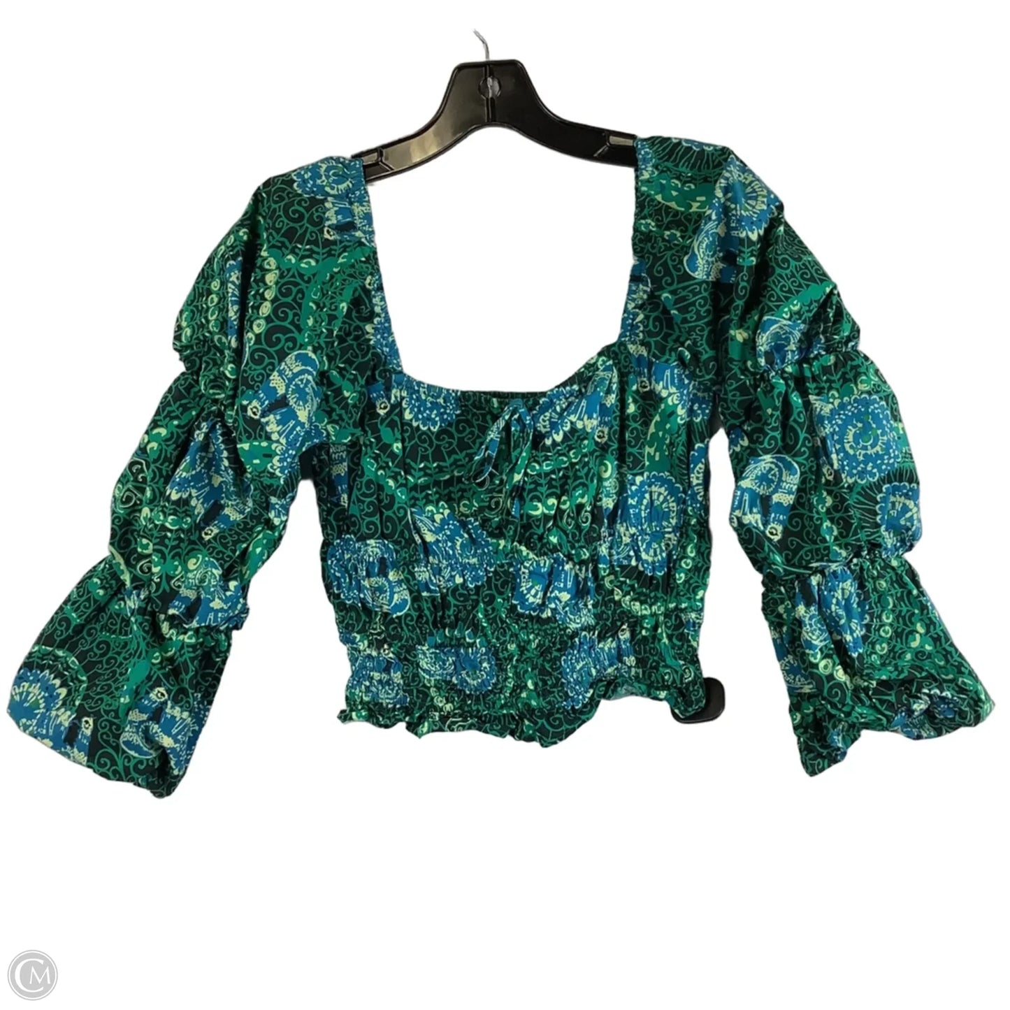 Top Long Sleeve By Porridge In Blue & Green, Size: S