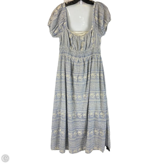 Dress Casual Midi By By The River In Blue & Cream, Size: L