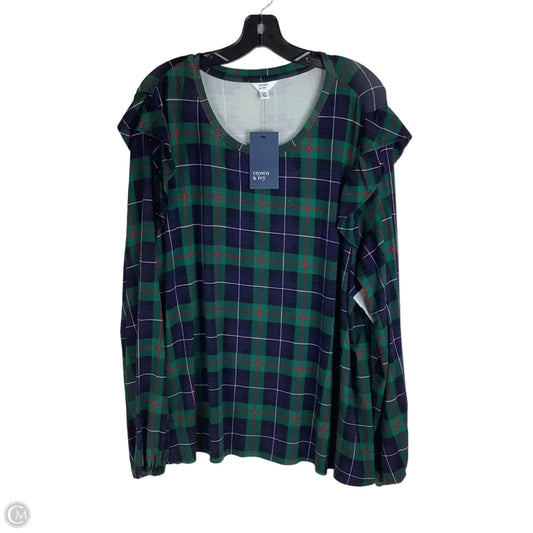 Top Long Sleeve By Crown And Ivy In Plaid Pattern, Size: 4X