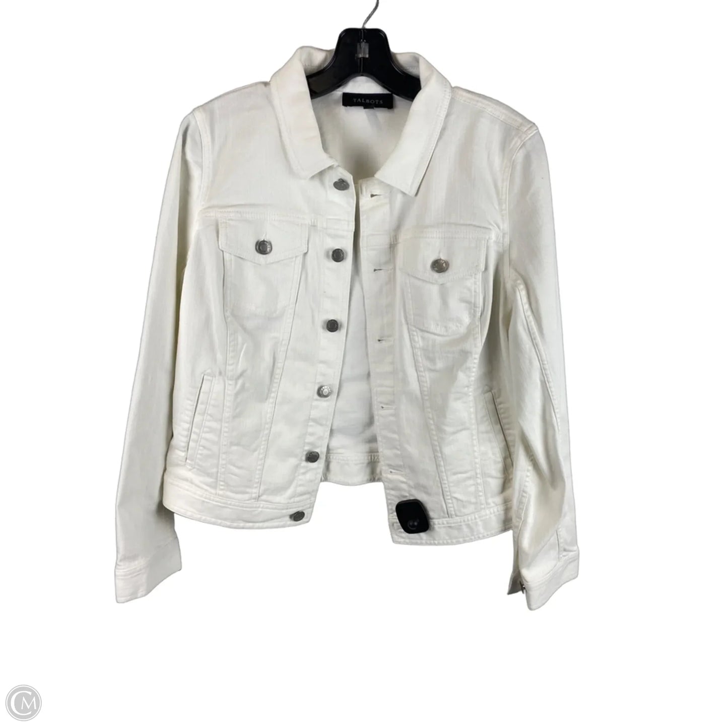 Jacket Denim By Talbots In White Denim, Size: M