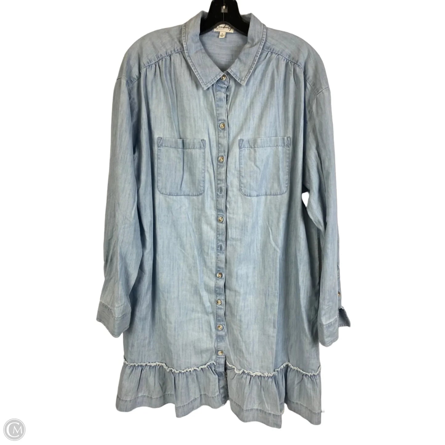 Dress Casual Short By Wonderly In Blue Denim, Size: L