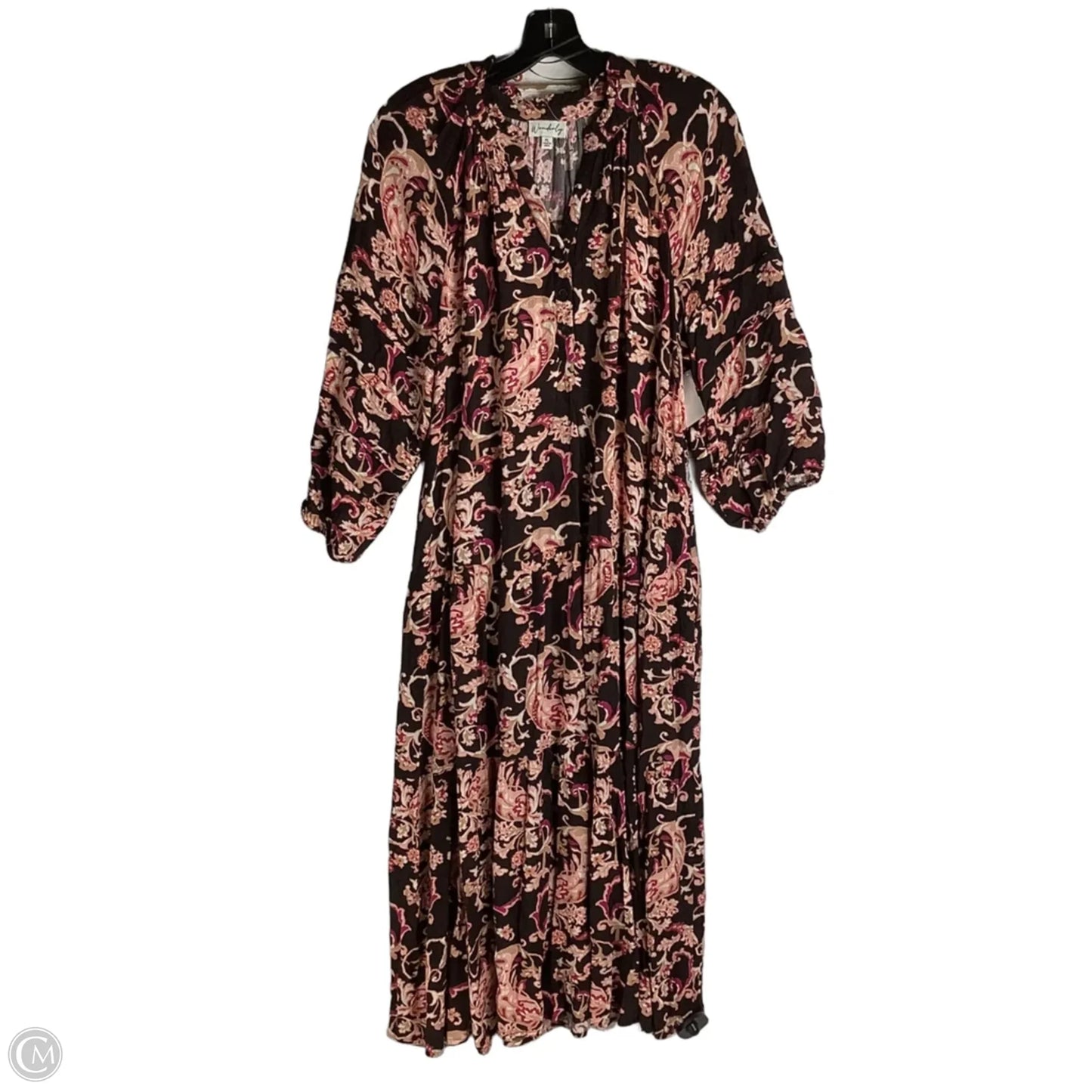 Dress Casual Midi By Wonderly In Brown & Pink, Size: Lp