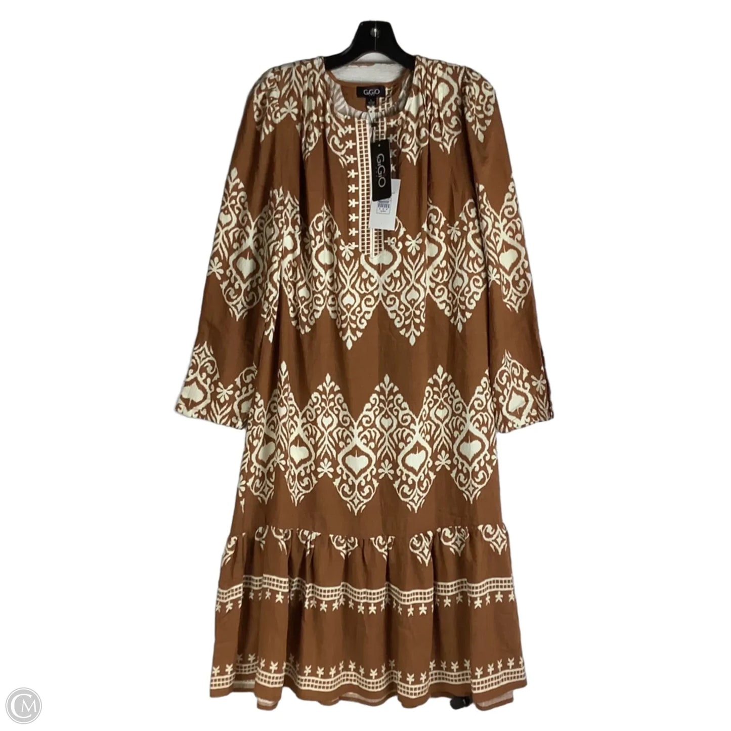 Dress Casual Midi By Gigio In Brown & Cream, Size: L