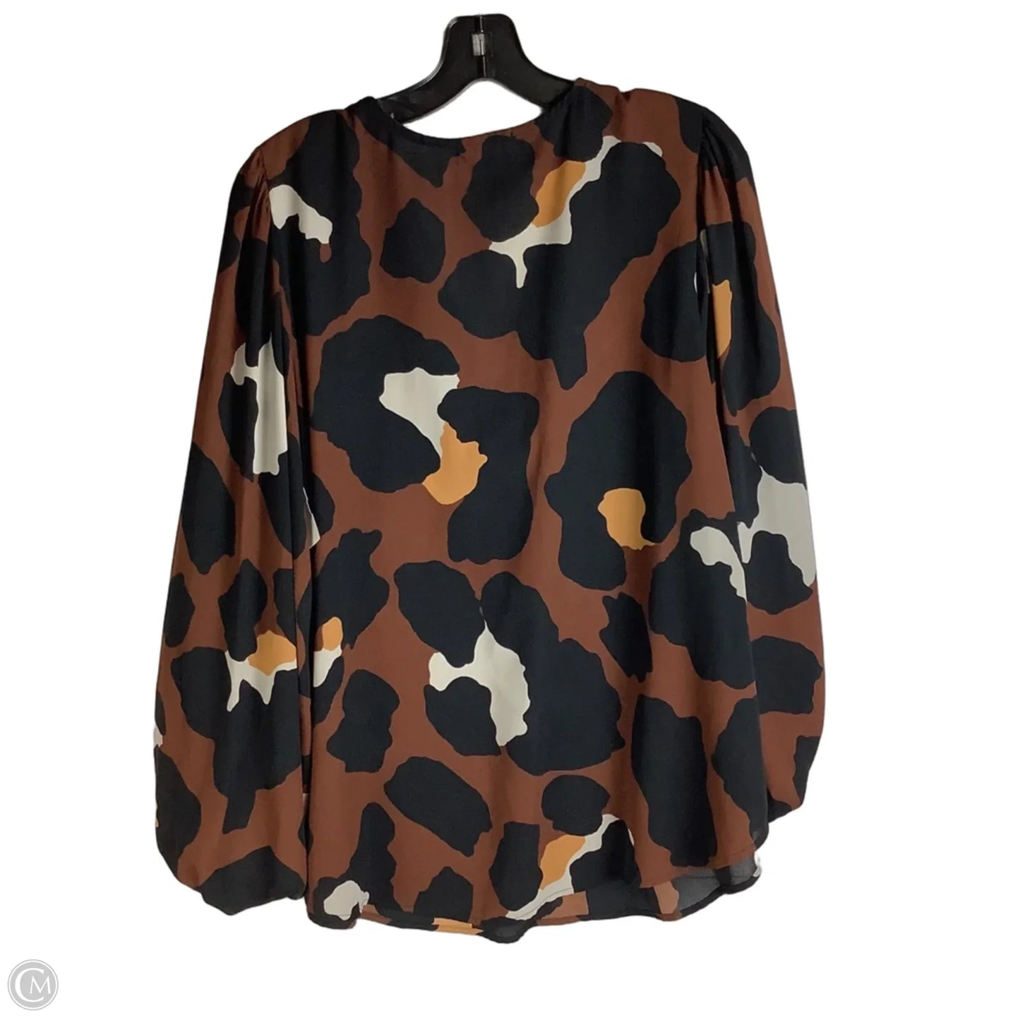Top Long Sleeve By Adrienne In Animal Print, Size: L