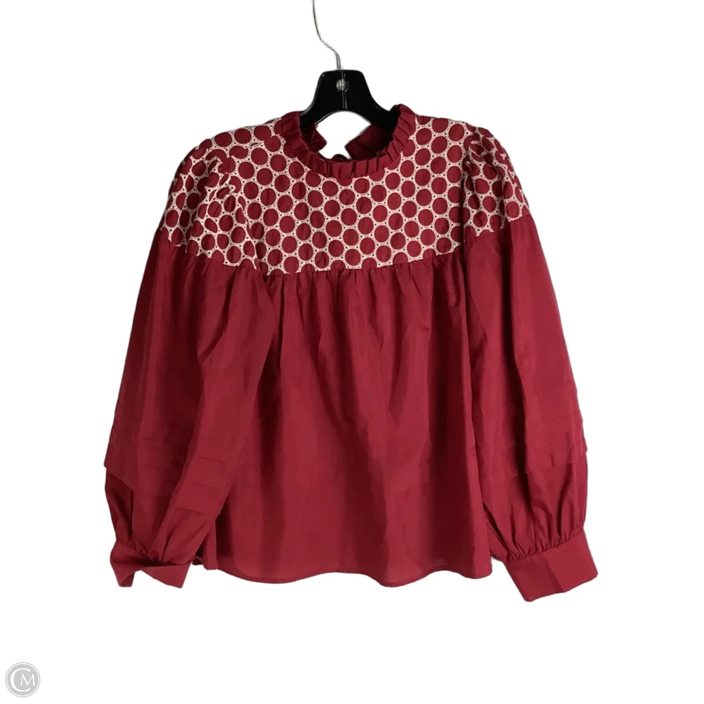 Top Long Sleeve By Cmc In Maroon, Size: S