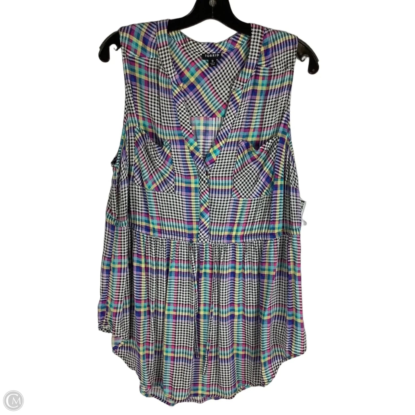 Top Sleeveless By Torrid In Plaid Pattern, Size: L