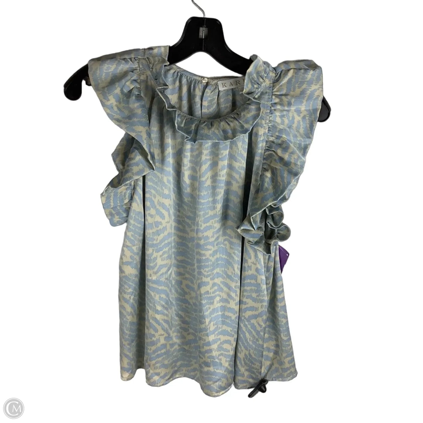 Top Sleeveless By Karlie In Blue & Cream, Size: M