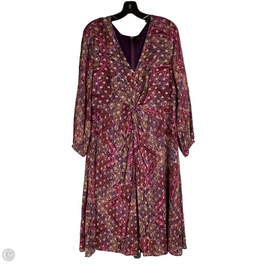 Dress Party Long By Ann Taylor In Pink & Purple, Size: 14 Petite