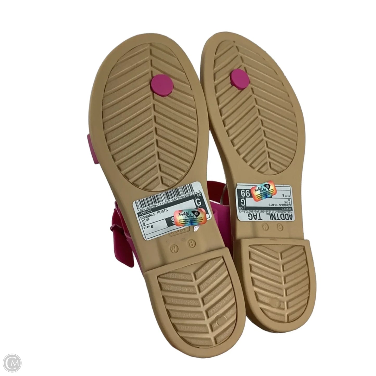 Sandals Flats By Crocs In Pink, Size: 8