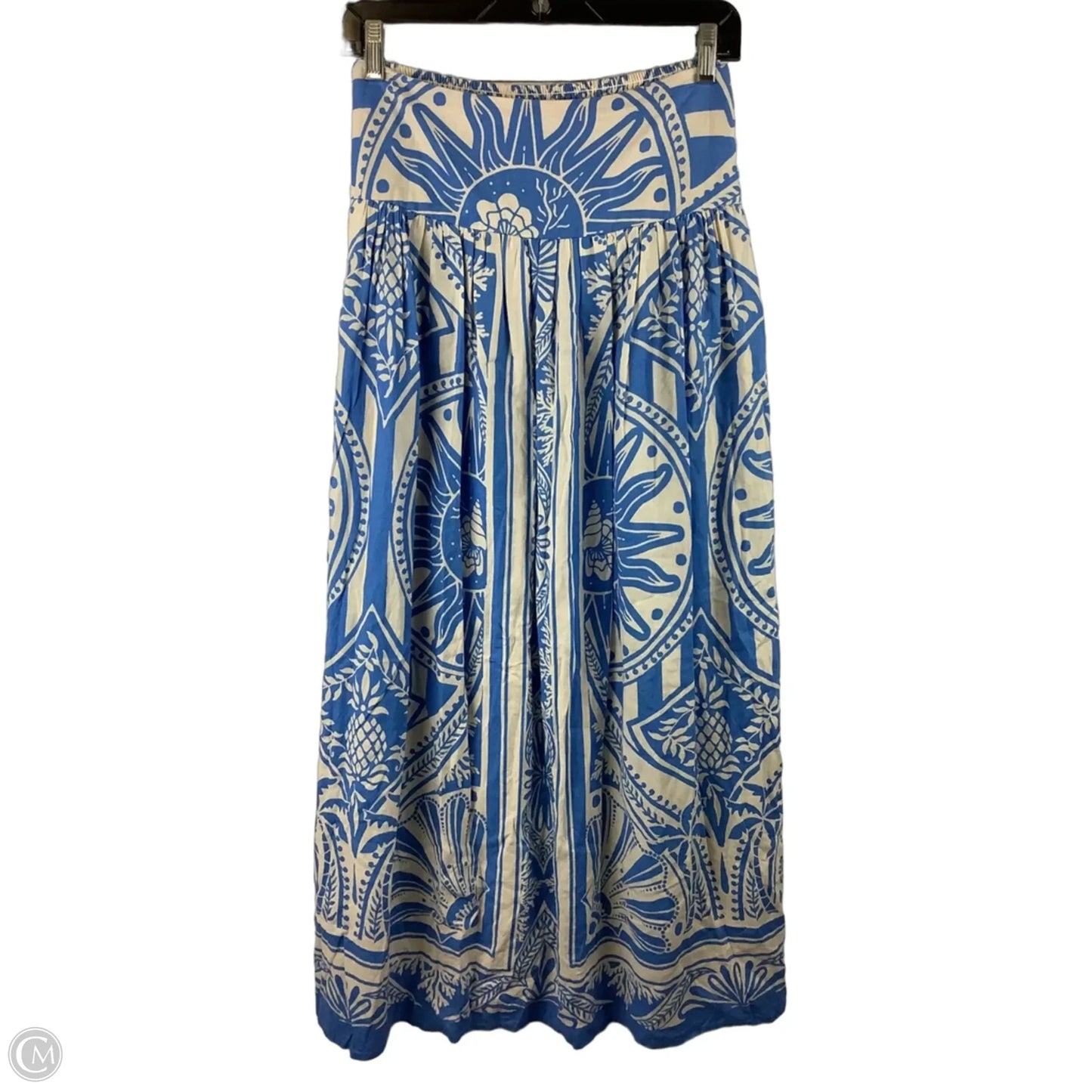 Skirt Maxi By C And C In Blue & White, Size: L