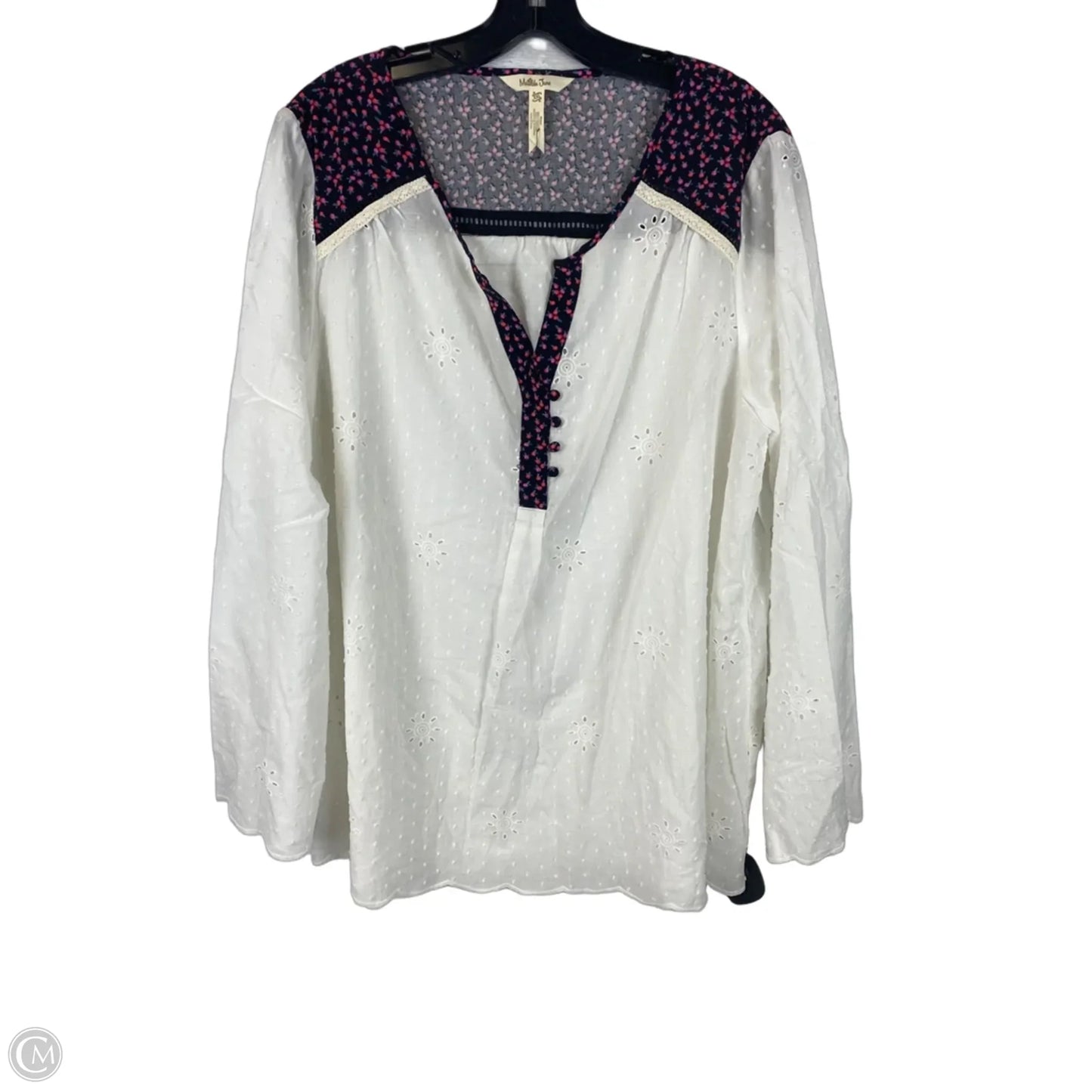 Top Long Sleeve By Matilda Jane In White, Size: Xxl