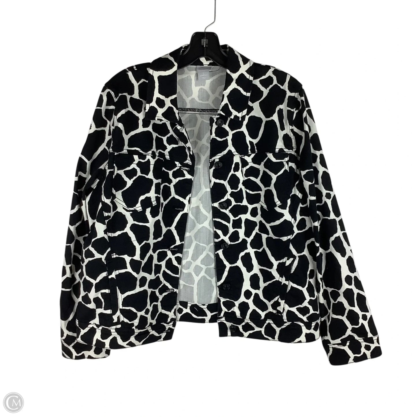 Jacket Denim By Chicos In Black Denim, Size: 12/14