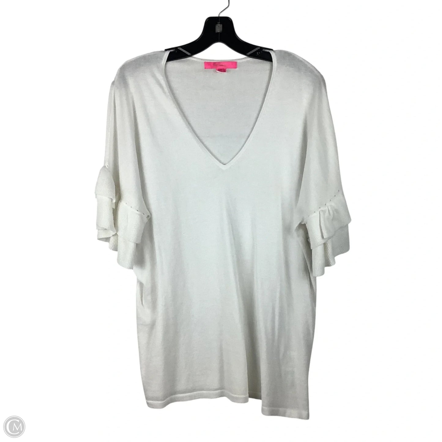 Top Short Sleeve Designer By Lilly Pulitzer In White, Size: M