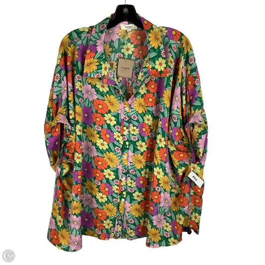 Top Short Sleeve By Umgee In Floral Print, Size: 1x
