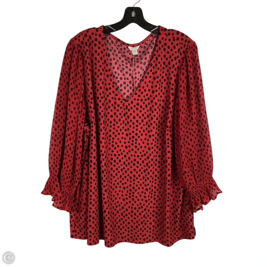 Top Long Sleeve By Cato In Red, Size: 3x (22/24)