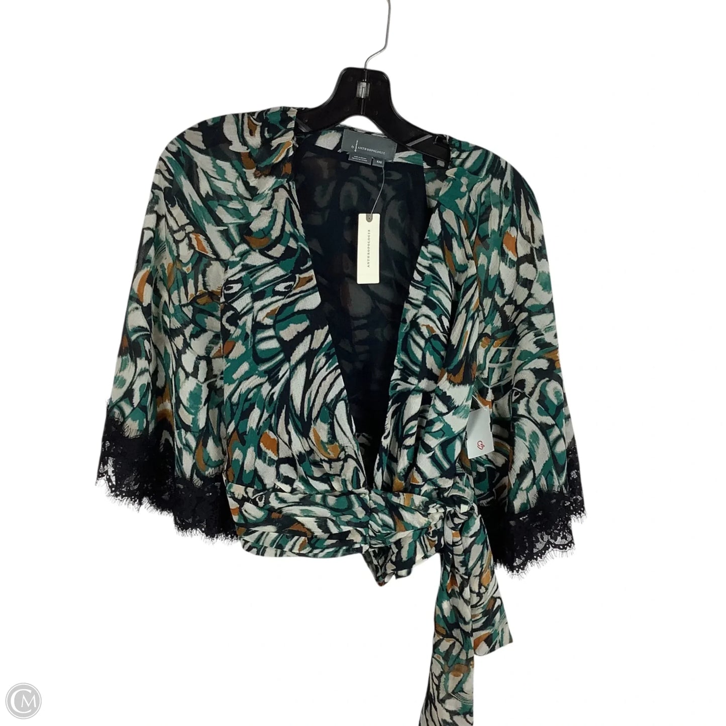 Top Short Sleeve By Anthropologie In Green, Size: Xxs