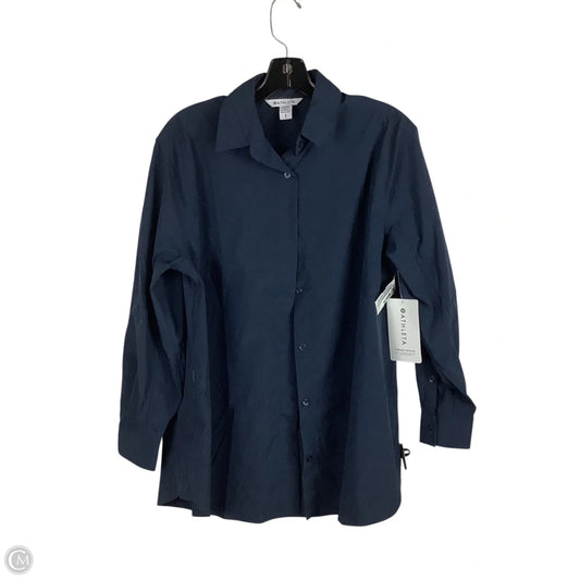 Athletic Top Long Sleeve Collar By Athleta In Navy, Size: S