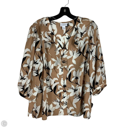Top Long Sleeve By Liz Claiborne In Brown, Size: Xl