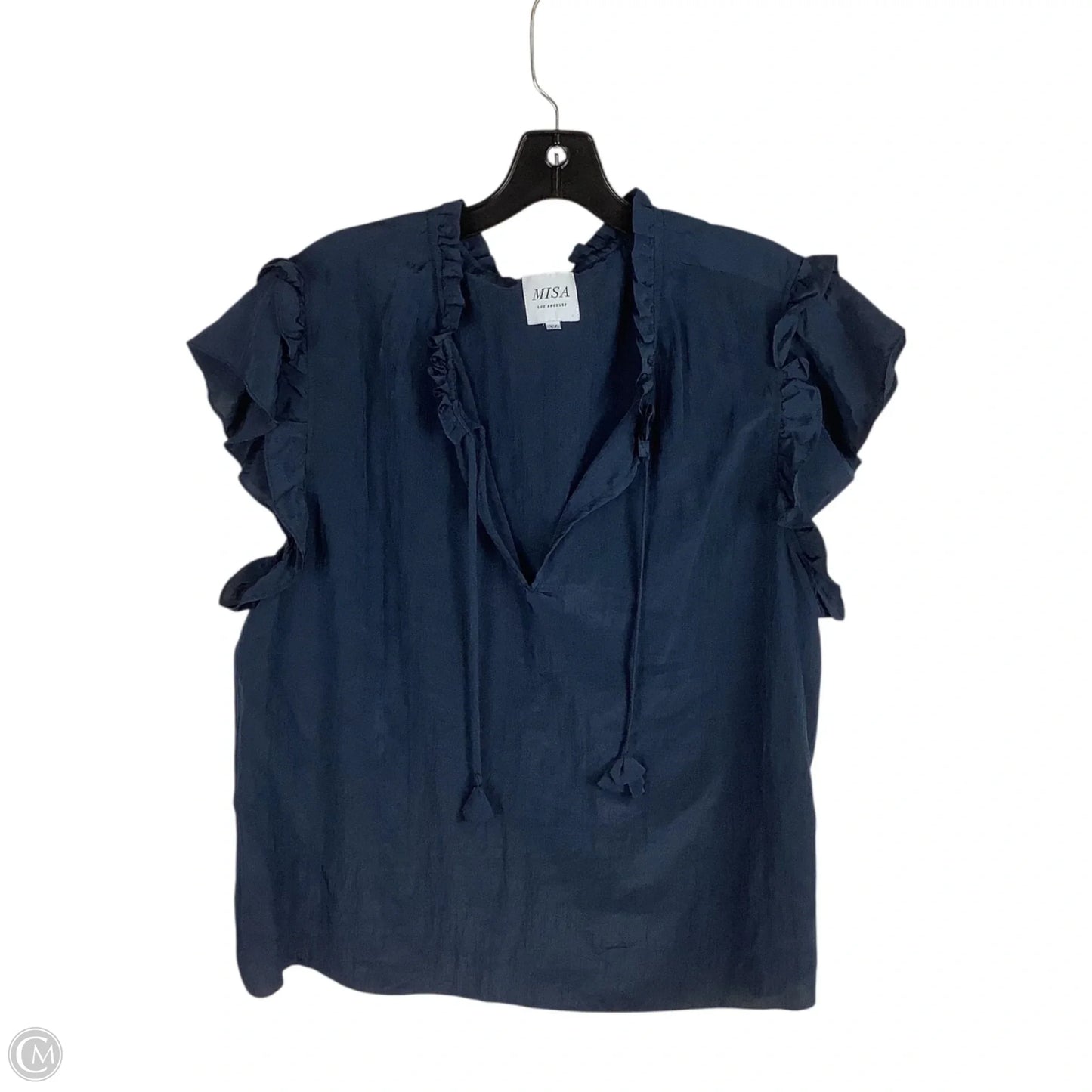 Top Short Sleeve Designer By Misa In Blue, Size: Xl