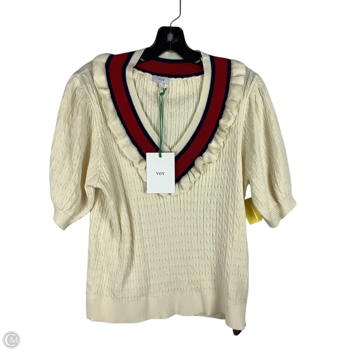 Sweater Short Sleeve By Voy In Cream, Size: L