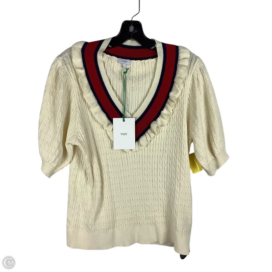 Sweater Short Sleeve By Voy In Cream, Size: L