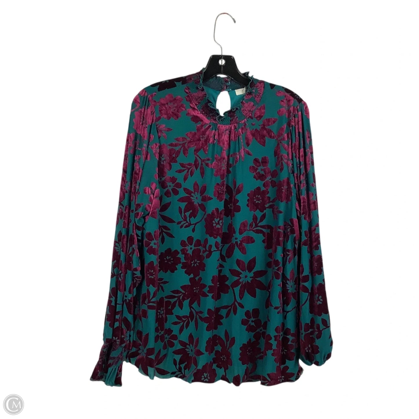 Top Long Sleeve By Easel In Green & Purple, Size: M
