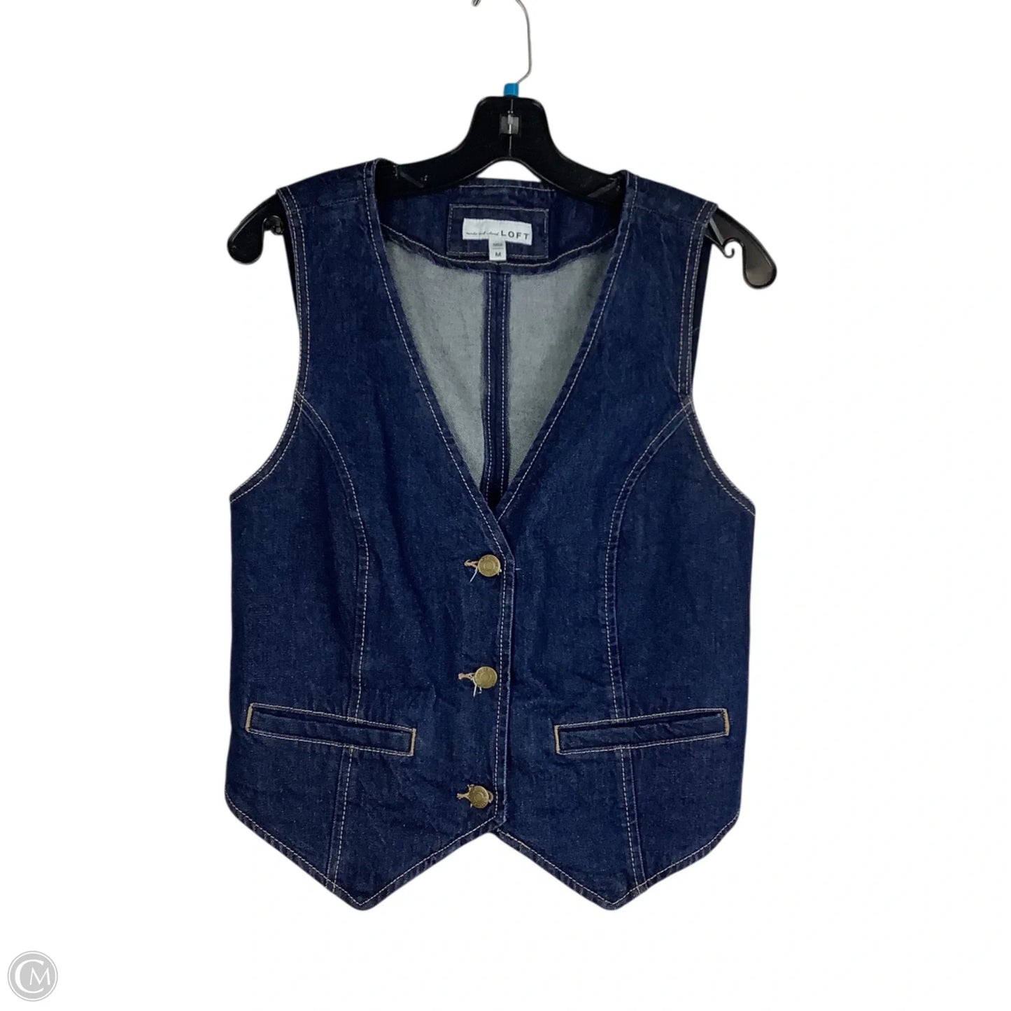 Vest Other By Loft In Blue Denim, Size: M