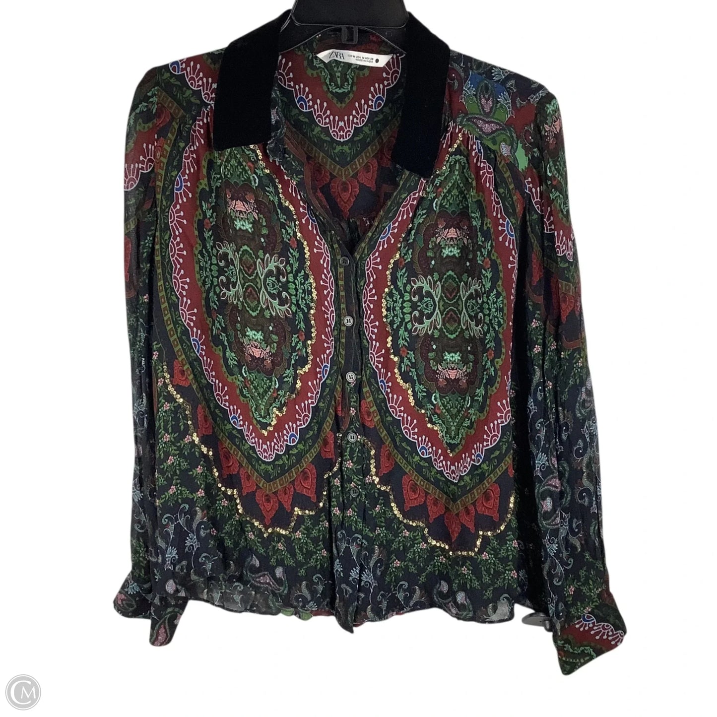 Top Long Sleeve By Zara In Red, Size: M