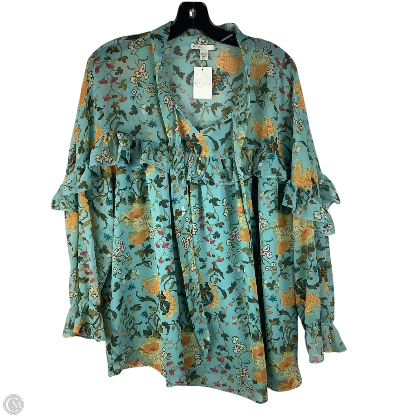 Top Long Sleeve By Cato In Floral Print, Size: 1x