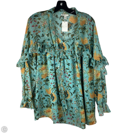 Top Long Sleeve By Cato In Floral Print, Size: 1x