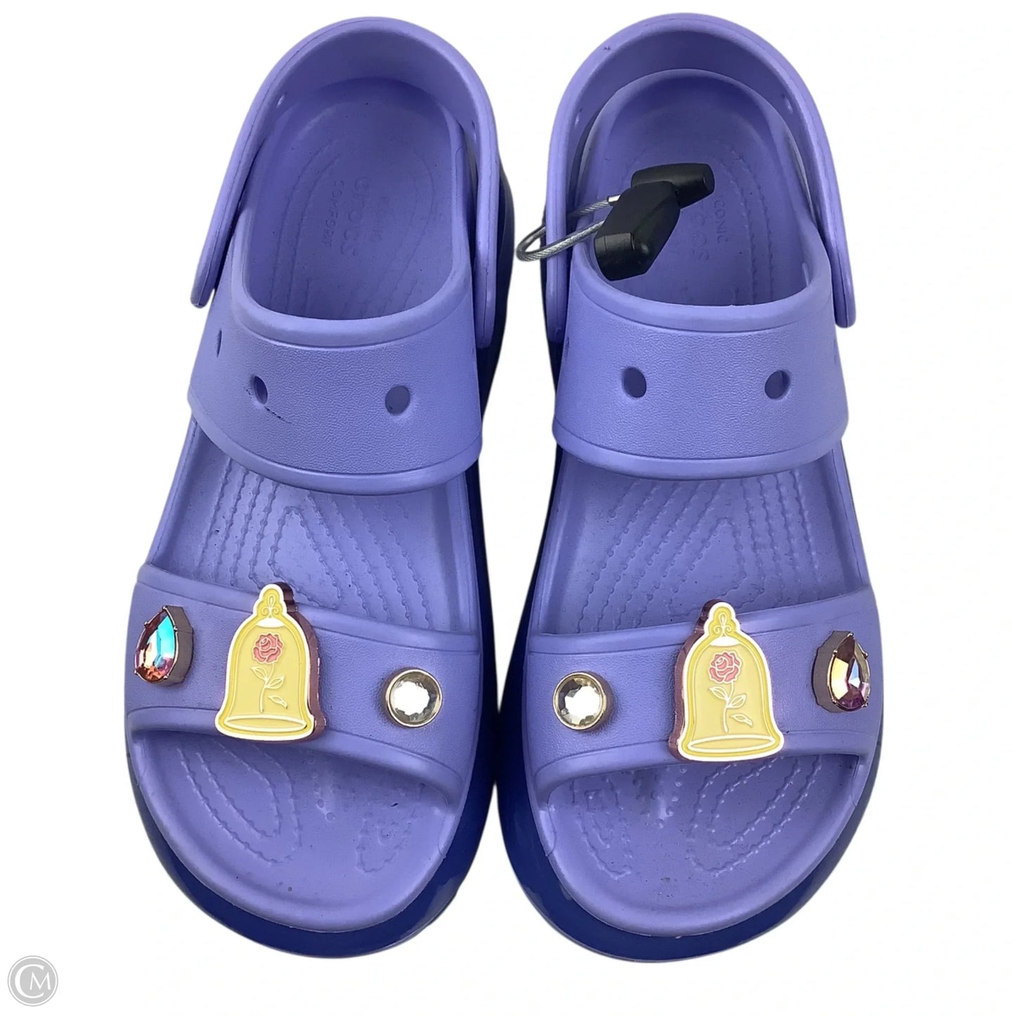 Sandals Heels Platform By Crocs In Purple, Size: 8