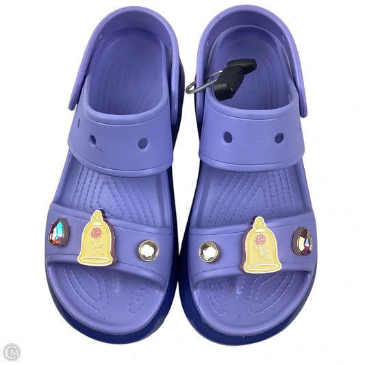 Sandals Heels Platform By Crocs In Purple, Size: 8