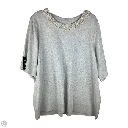 Top Short Sleeve Designer By Karl Lagerfeld In Grey, Size: 2x