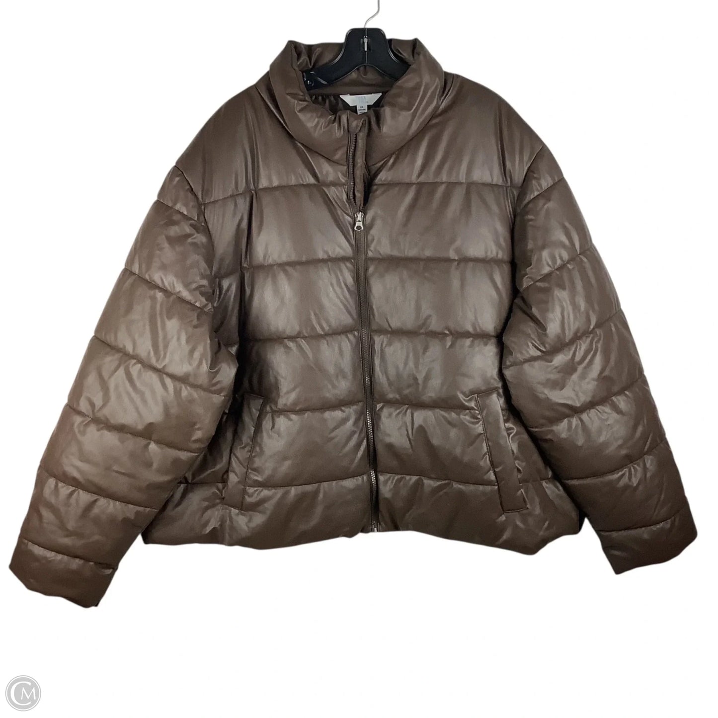 Jacket Puffer & Quilted By Time And Tru In Brown, Size: 2x