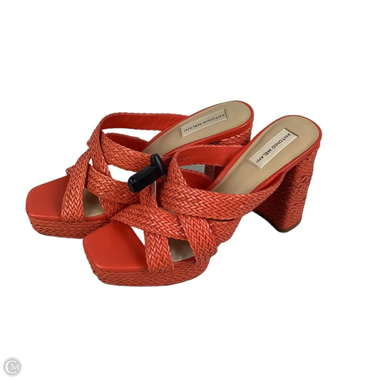 Sandals Heels Block By Antonio Melani In Orange, Size: 10