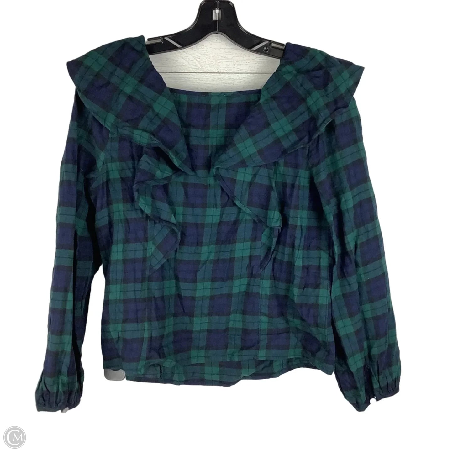 Top Long Sleeve By J. Crew In Plaid Pattern, Size: S