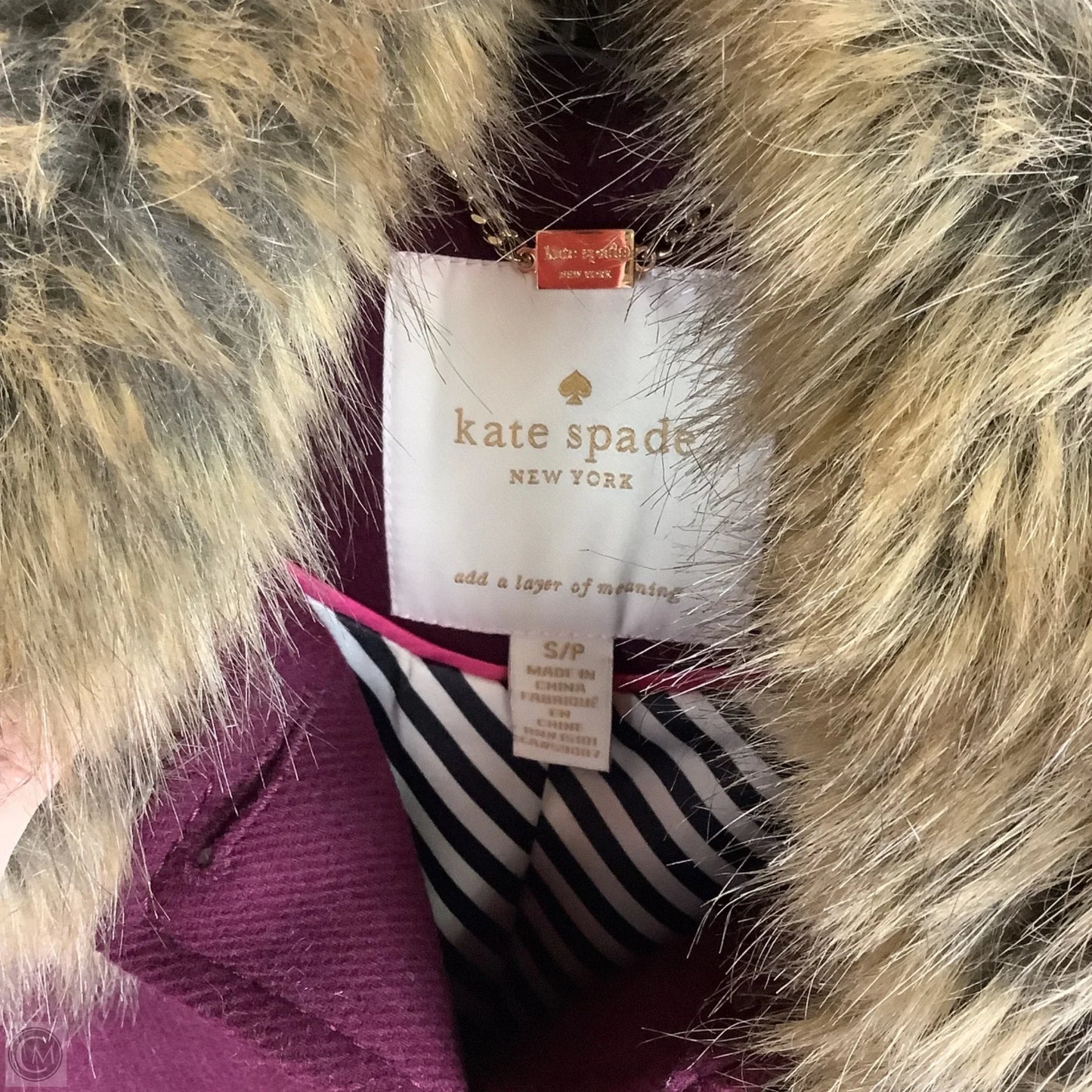 Coat Designer By Kate Spade In Purple, Size: S
