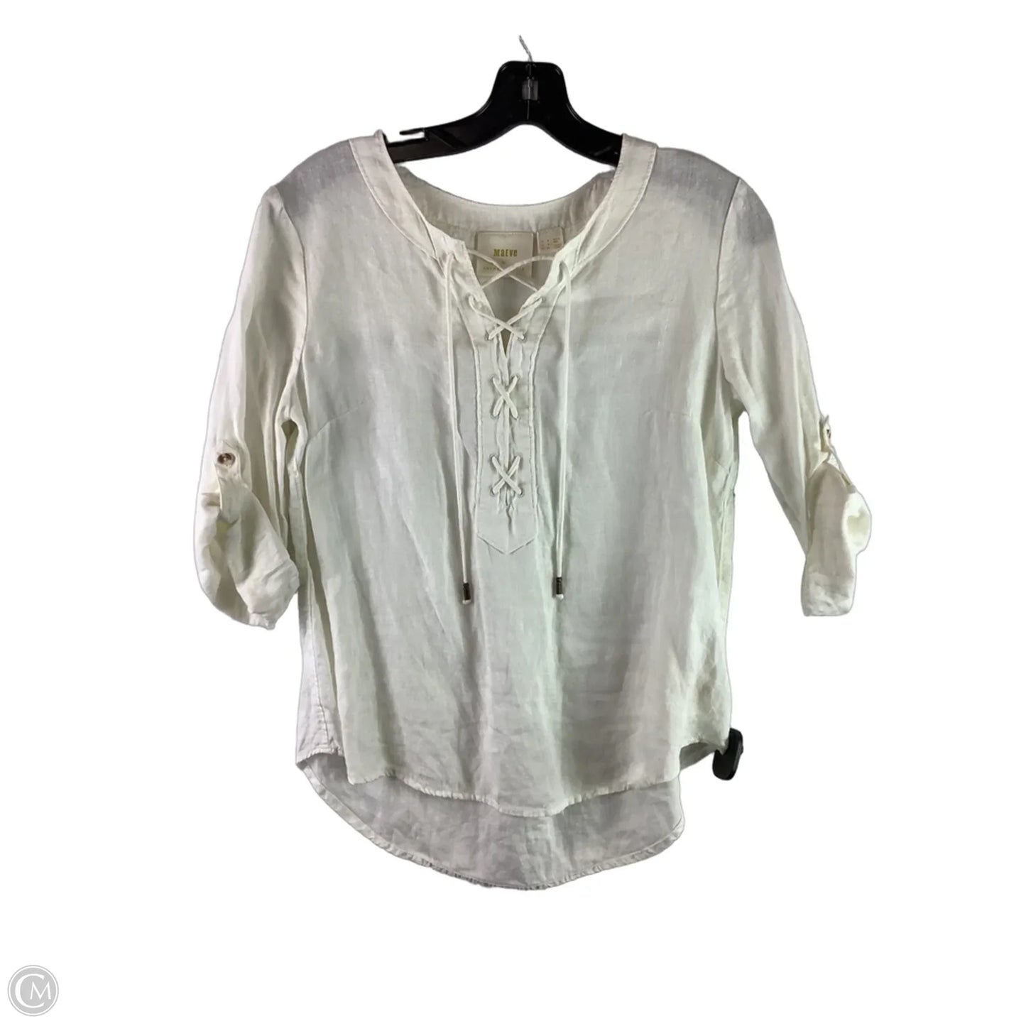 Top Long Sleeve By Maeve In White, Size: 4