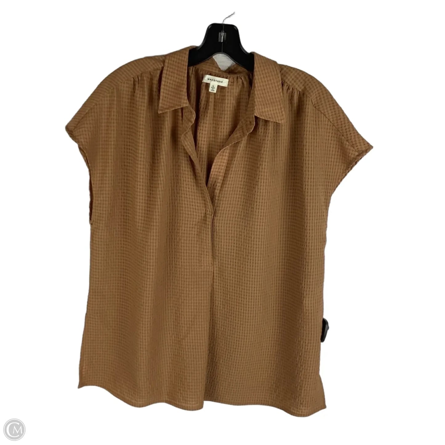 Top Short Sleeve By Max Studio In Brown, Size: L