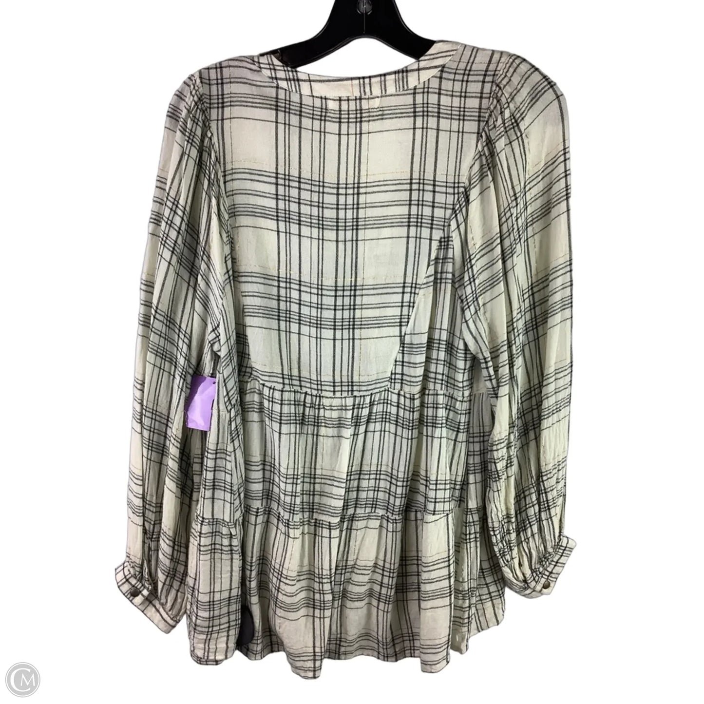 Top Long Sleeve By Anthropologie In Plaid Pattern, Size: S