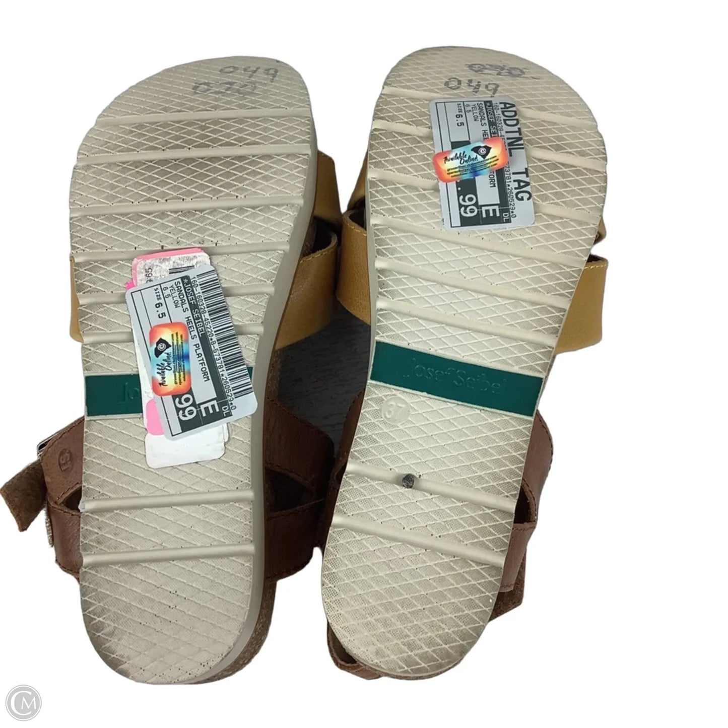 Sandals Heels Platform By Josef Seibel In Yellow, Size: 6.5