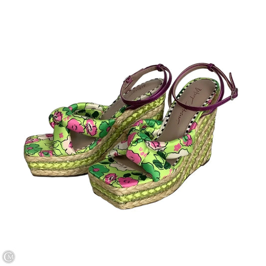 Sandals Heels Wedge By Betsey Johnson In Green, Size: 8