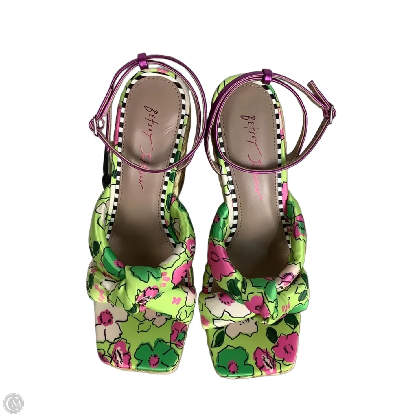Sandals Heels Wedge By Betsey Johnson In Green, Size: 8