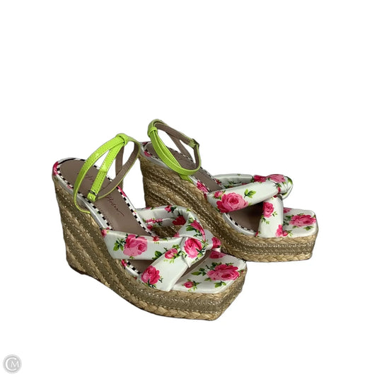 Sandals Heels Wedge By Betsey Johnson In Floral Print, Size: 8