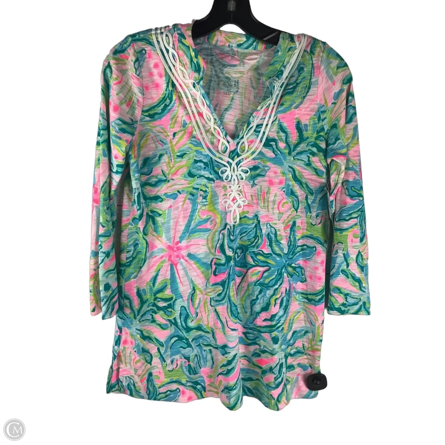 Top Long Sleeve Designer By Lilly Pulitzer In Green & Pink, Size: Xs