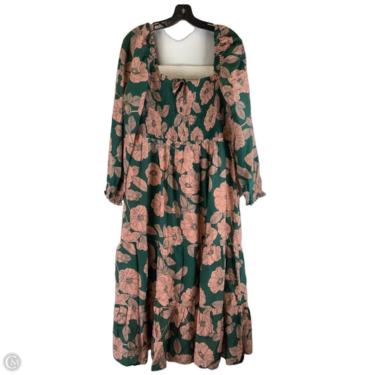 Dress Party Long By Vineyard Vines In Green & Pink, Size: Xl