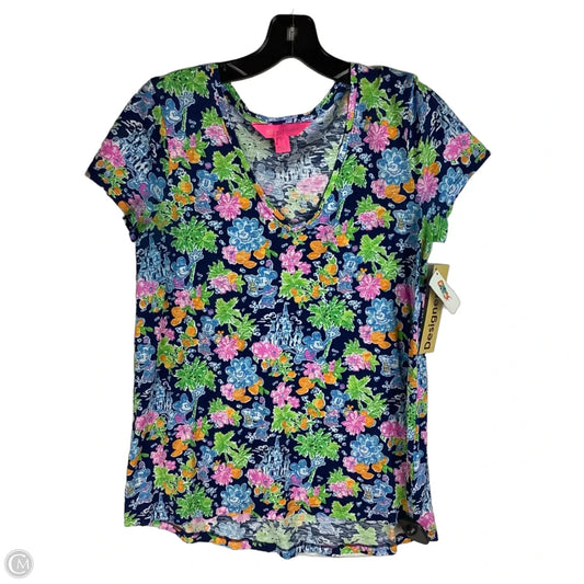 Top Short Sleeve Designer By Lilly Pulitzer In Blue, Size: S