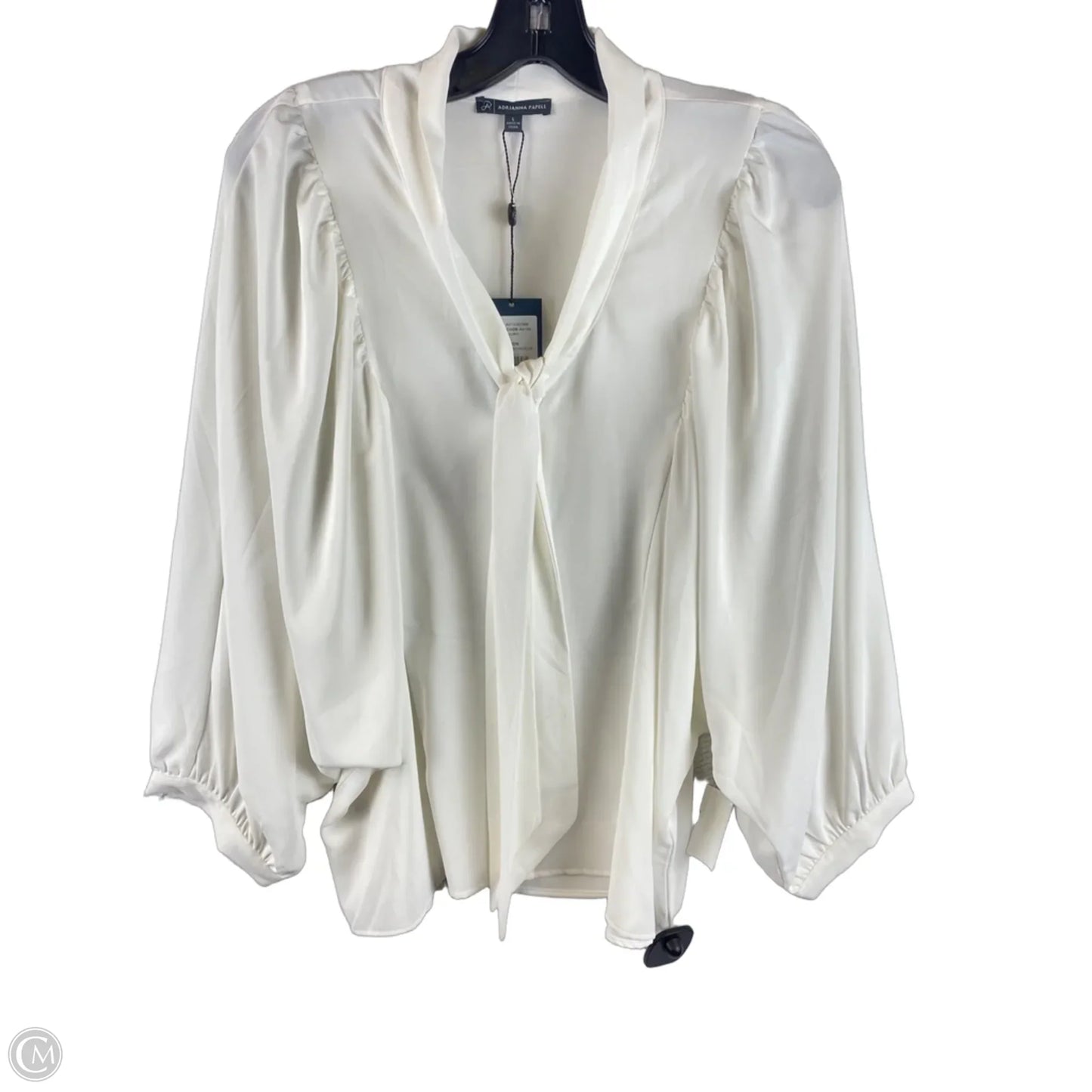 Top Long Sleeve By Adrianna Papell In White, Size: L