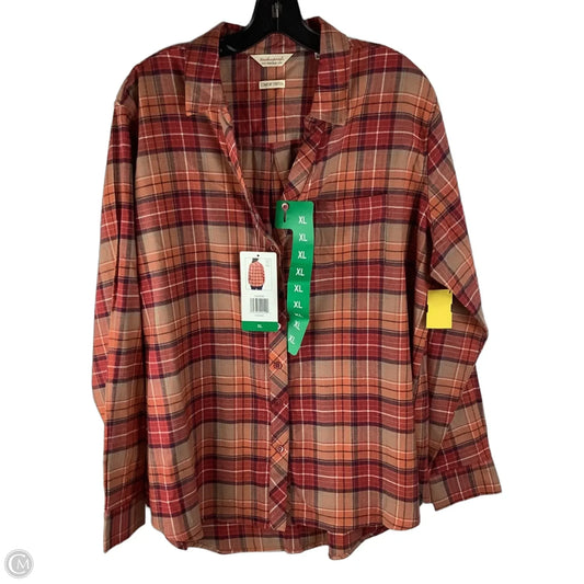 Top Long Sleeve By Weatherproof In Orange, Size: Xl